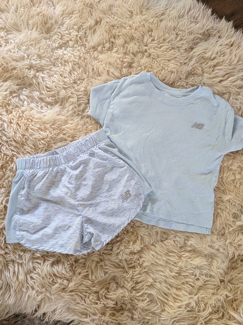 New Balance Kids Light Blue Ribbed T‑Shirt & Shorts Set